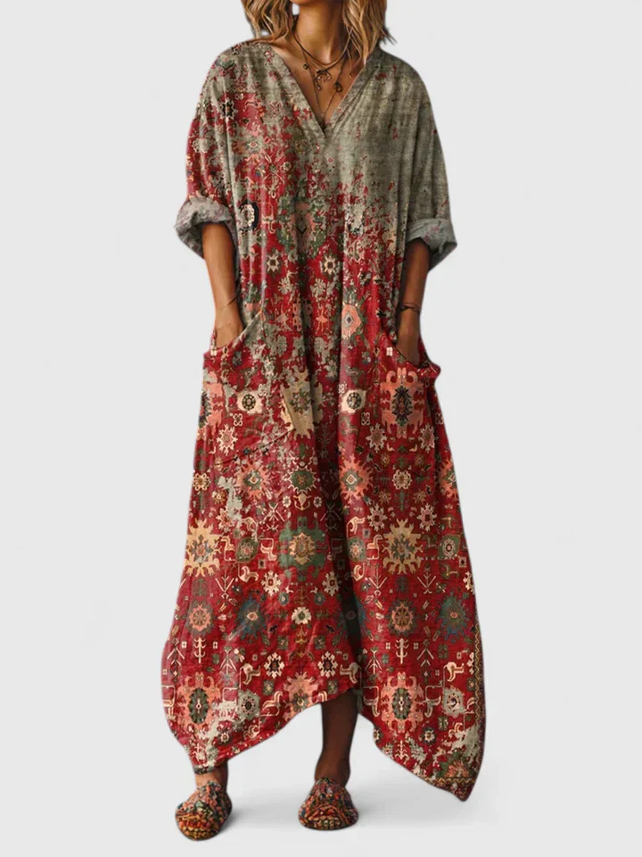 Tess | Boho Patchwork Pocket Jumpsuit Women Summer Maxi Dress