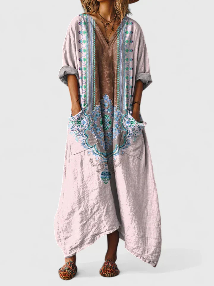 Tess | Boho Patchwork Pocket Jumpsuit Women Summer Maxi Dress