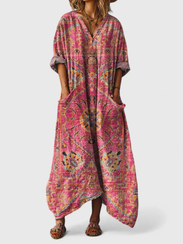 Tess | Boho Patchwork Pocket Jumpsuit Women Summer Maxi Dress
