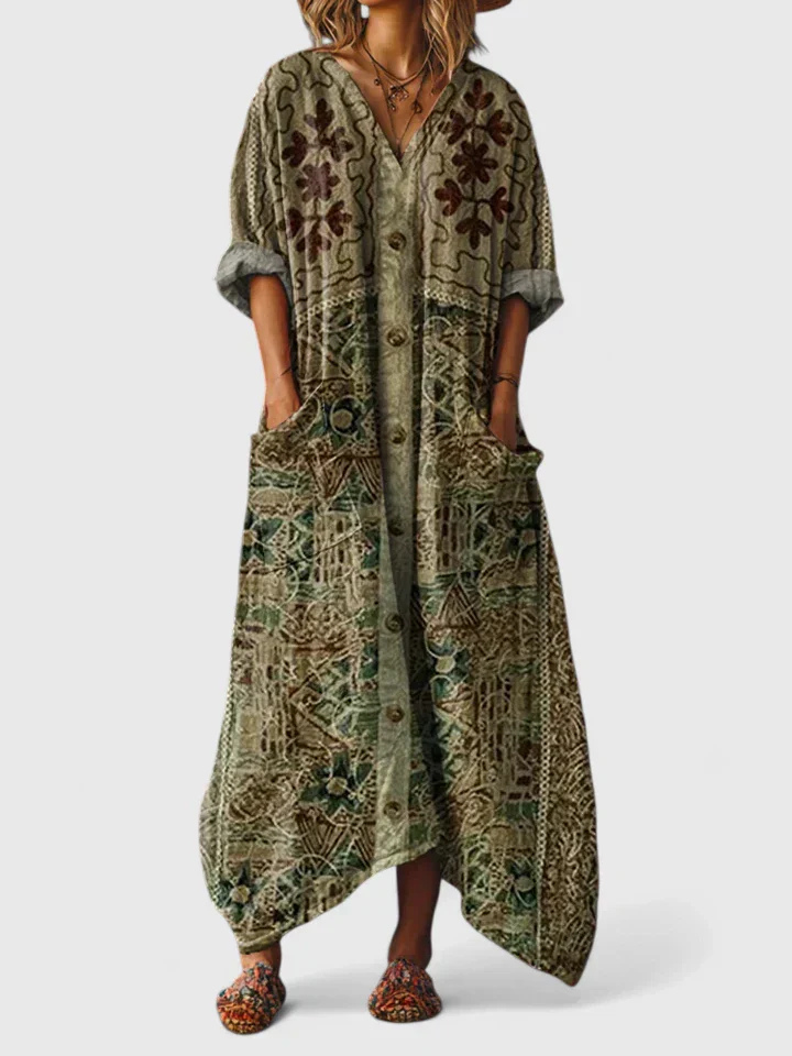 Tess | Boho Patchwork Pocket Jumpsuit Women Summer Maxi Dress