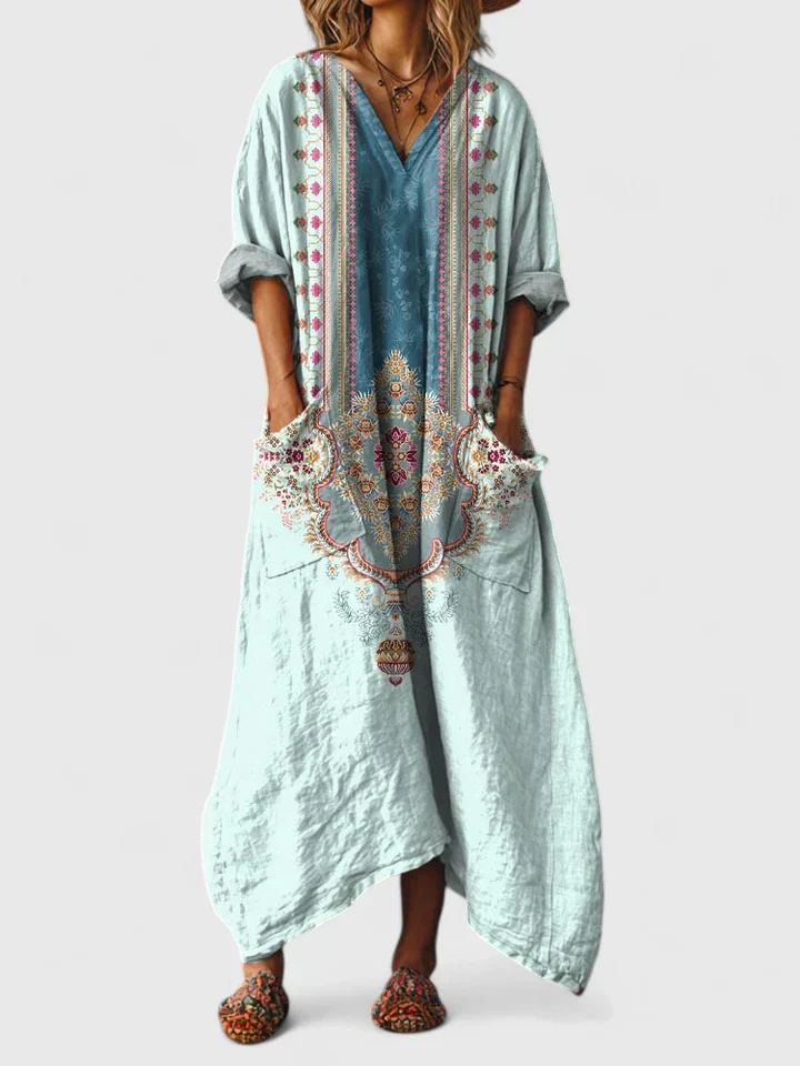 Tess | Boho Patchwork Pocket Jumpsuit Women Summer Maxi Dress