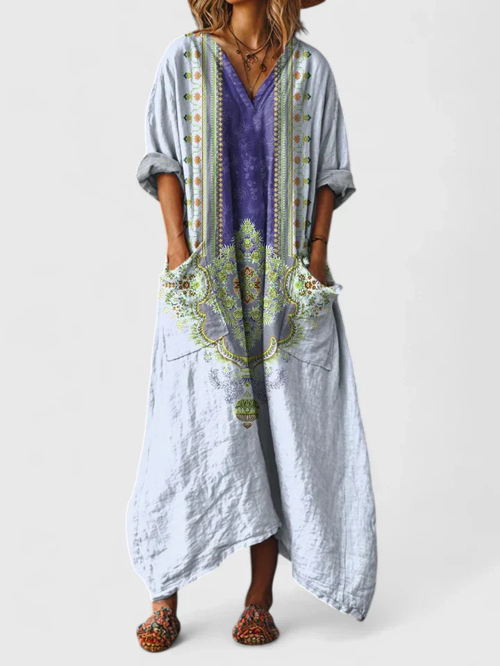 Tess | Boho Patchwork Pocket Jumpsuit Women Summer Maxi Dress
