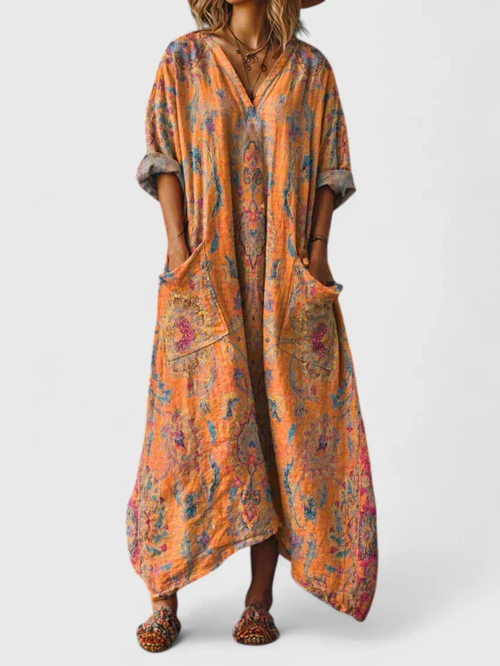 Tess | Boho Patchwork Pocket Jumpsuit Women Summer Maxi Dress