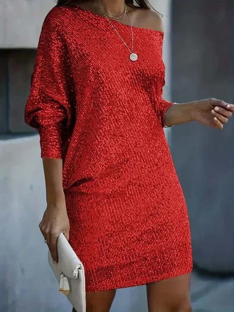 Gracie | Shimmer Off-Shoulder Relaxed Women Summer Mini Dress