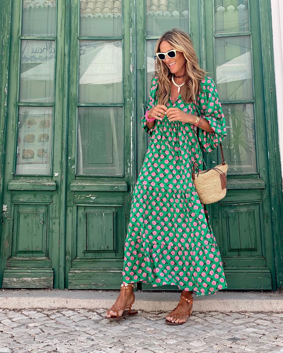Belinda | Boho Geometric Long-Sleeve Women Summer Maxi Dress