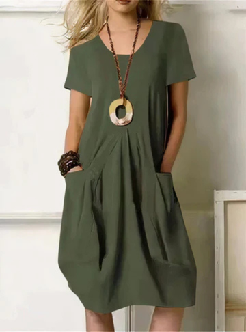 Stella | Gathered-Pocket Relaxed Women Summer Midi Dress