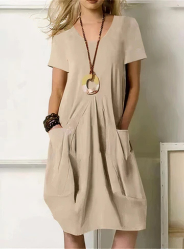 Stella | Gathered-Pocket Relaxed Women Summer Midi Dress