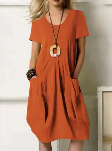 Stella | Gathered-Pocket Relaxed Women Summer Midi Dress