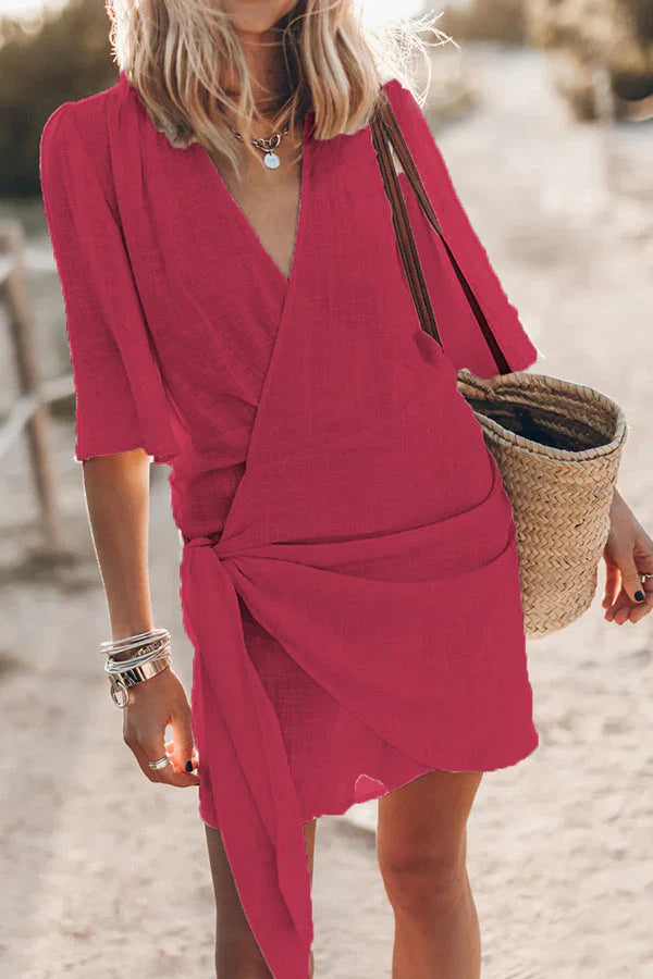 Arden | Knotted Wrap Women Summer Mini Dress