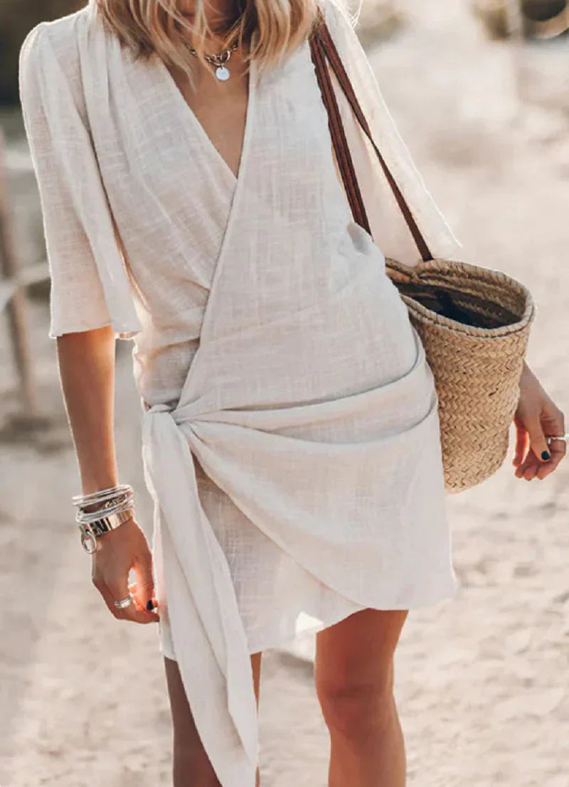 Arden | Knotted Wrap Women Summer Mini Dress