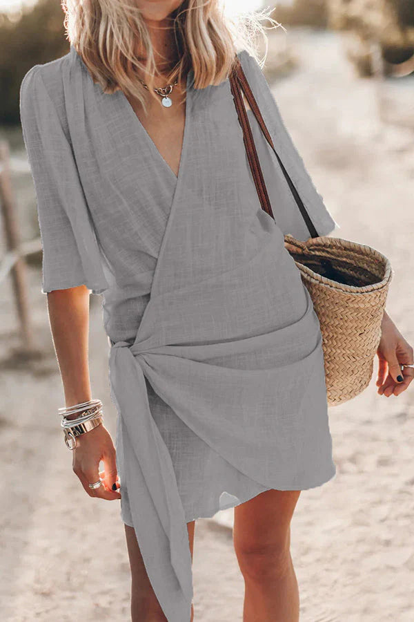 Arden | Knotted Wrap Women Summer Mini Dress