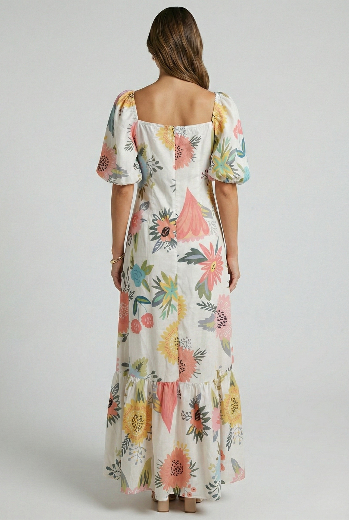 Ariana | Puff-Sleeve Floral Statement Women Summer Maxi Dress