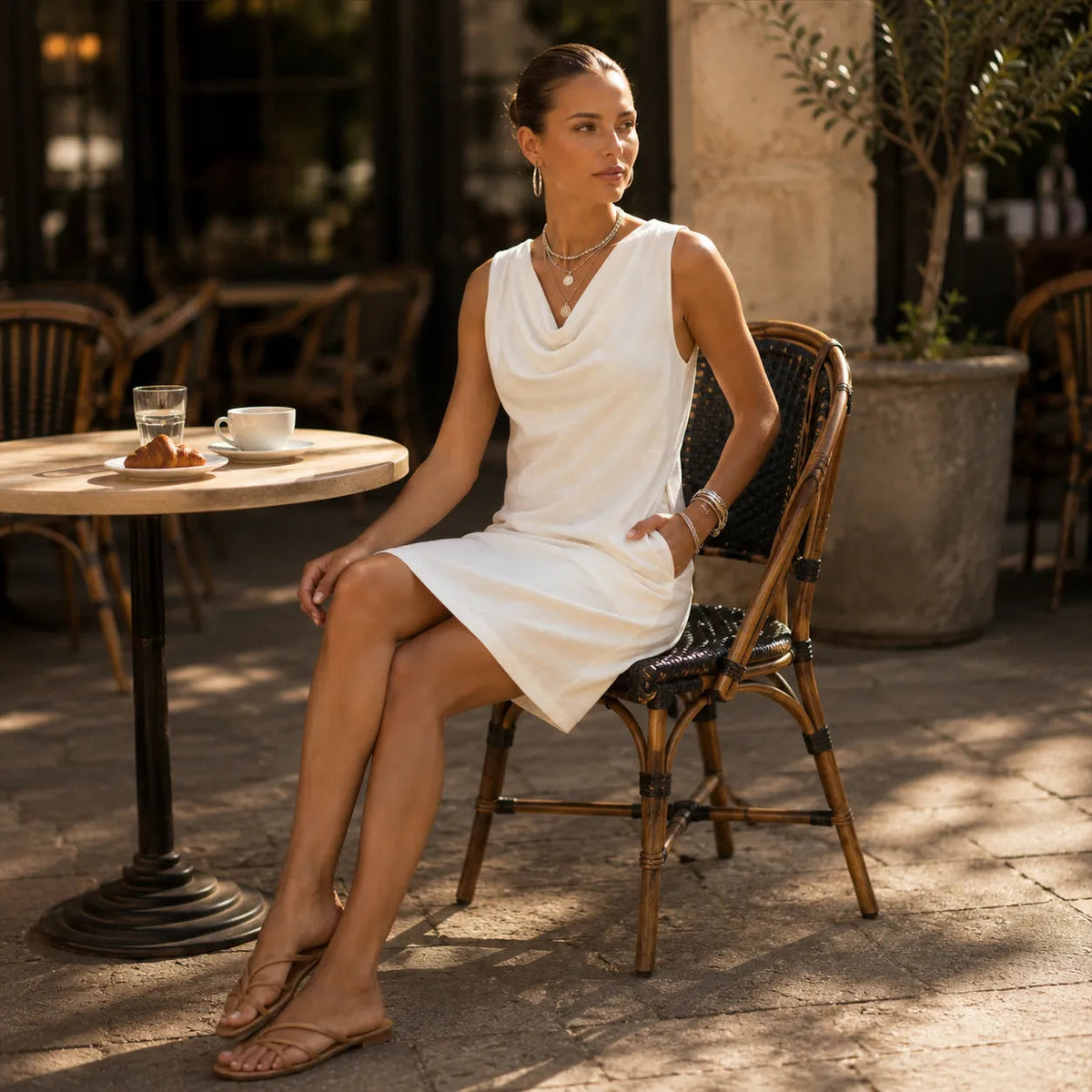 Nola | Cowl-Neck Hidden-Pocket Women Summer Mini Dress