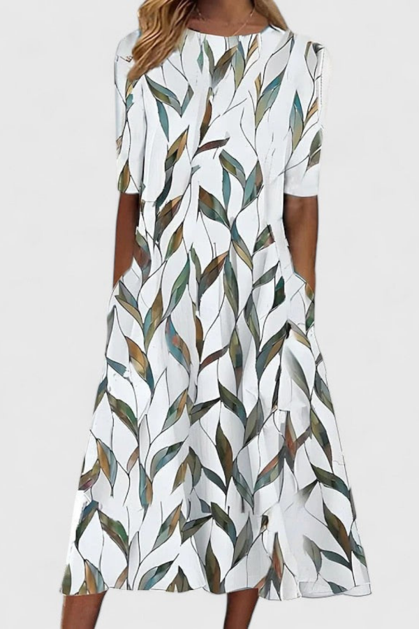 Celia | Floral Half-Sleeve A-Line Women Summer Midi Dress