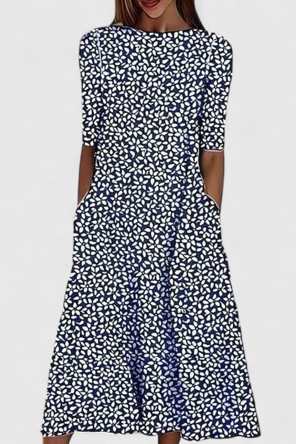Celia | Floral Half-Sleeve A-Line Women Summer Midi Dress