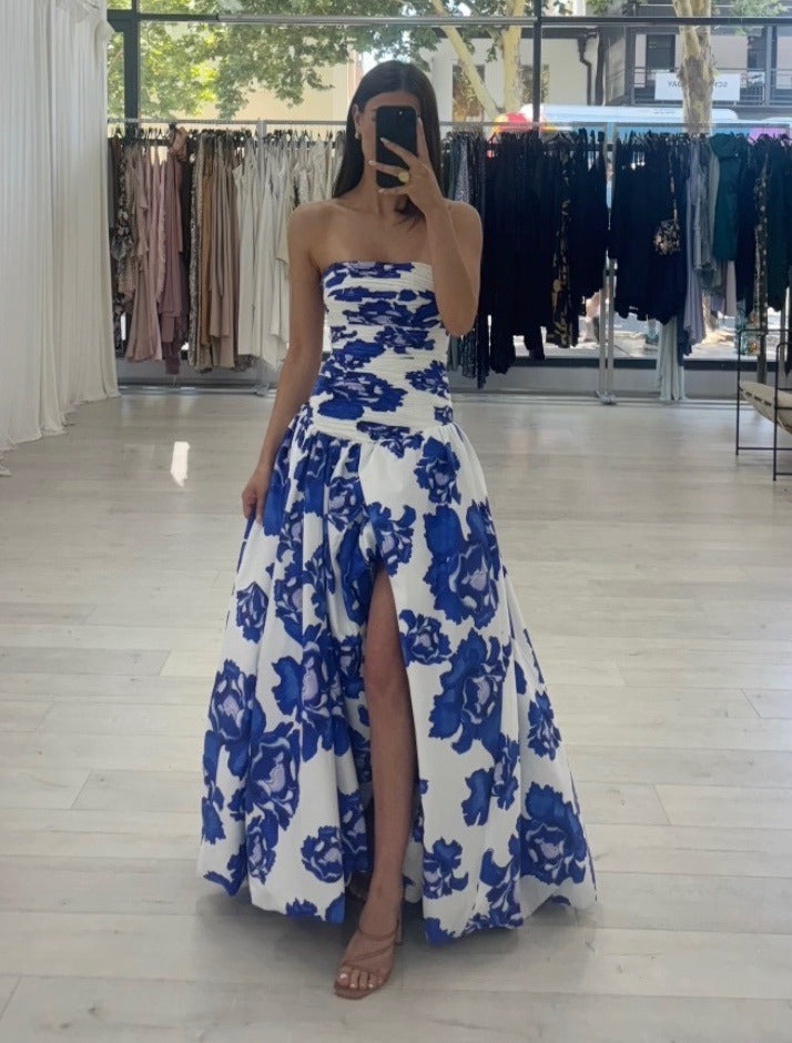 Christina | Draped Floral Flowing Women Summer Maxi Dress