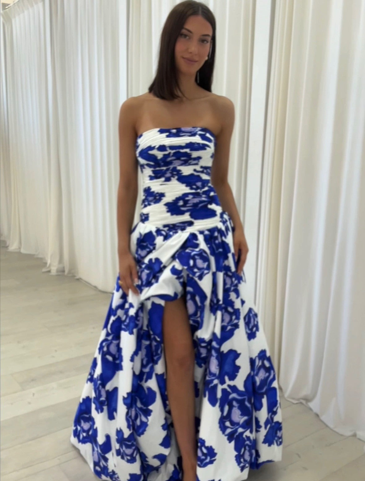 Christina | Draped Floral Flowing Women Summer Maxi Dress