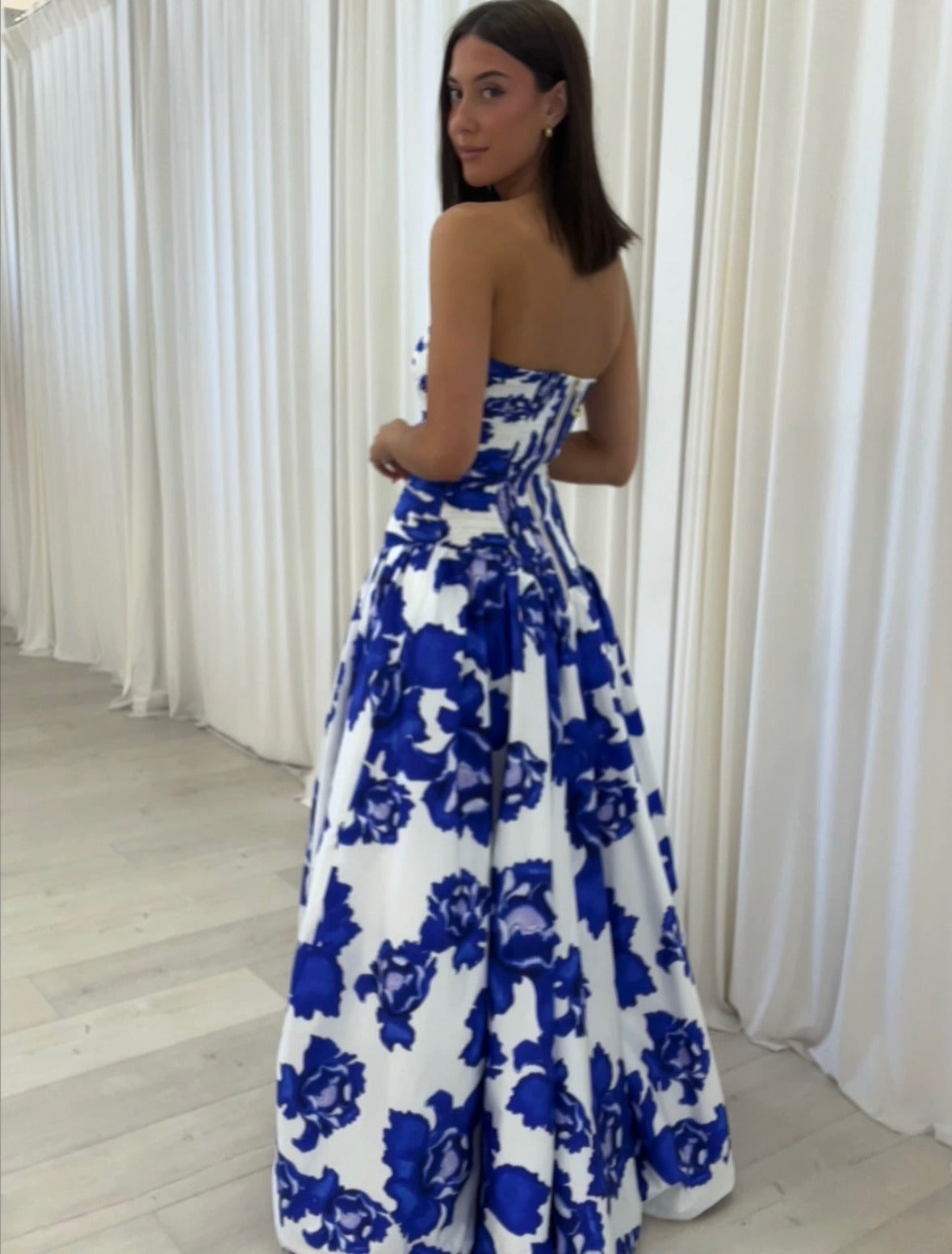 Christina | Draped Floral Flowing Women Summer Maxi Dress