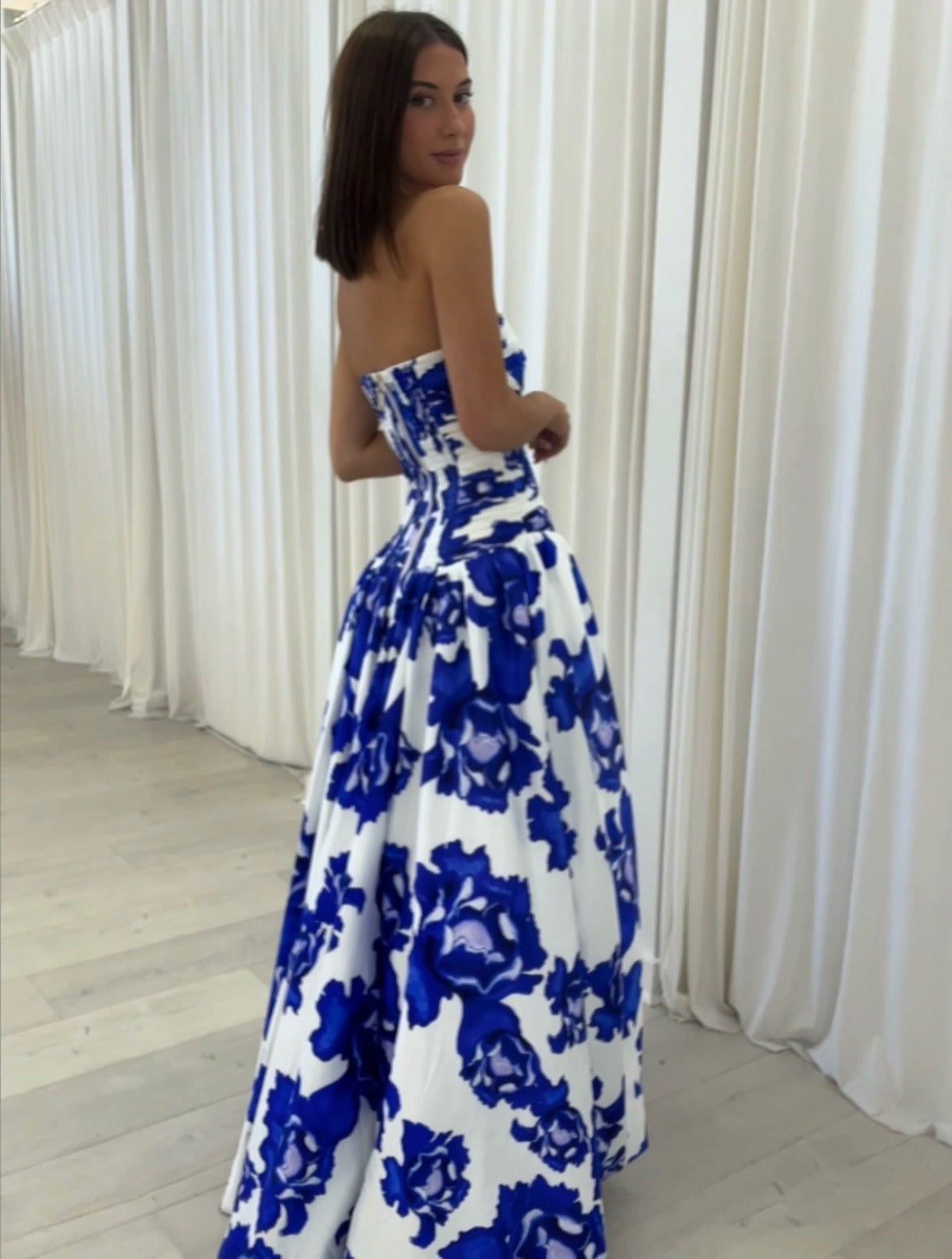Christina | Draped Floral Flowing Women Summer Maxi Dress