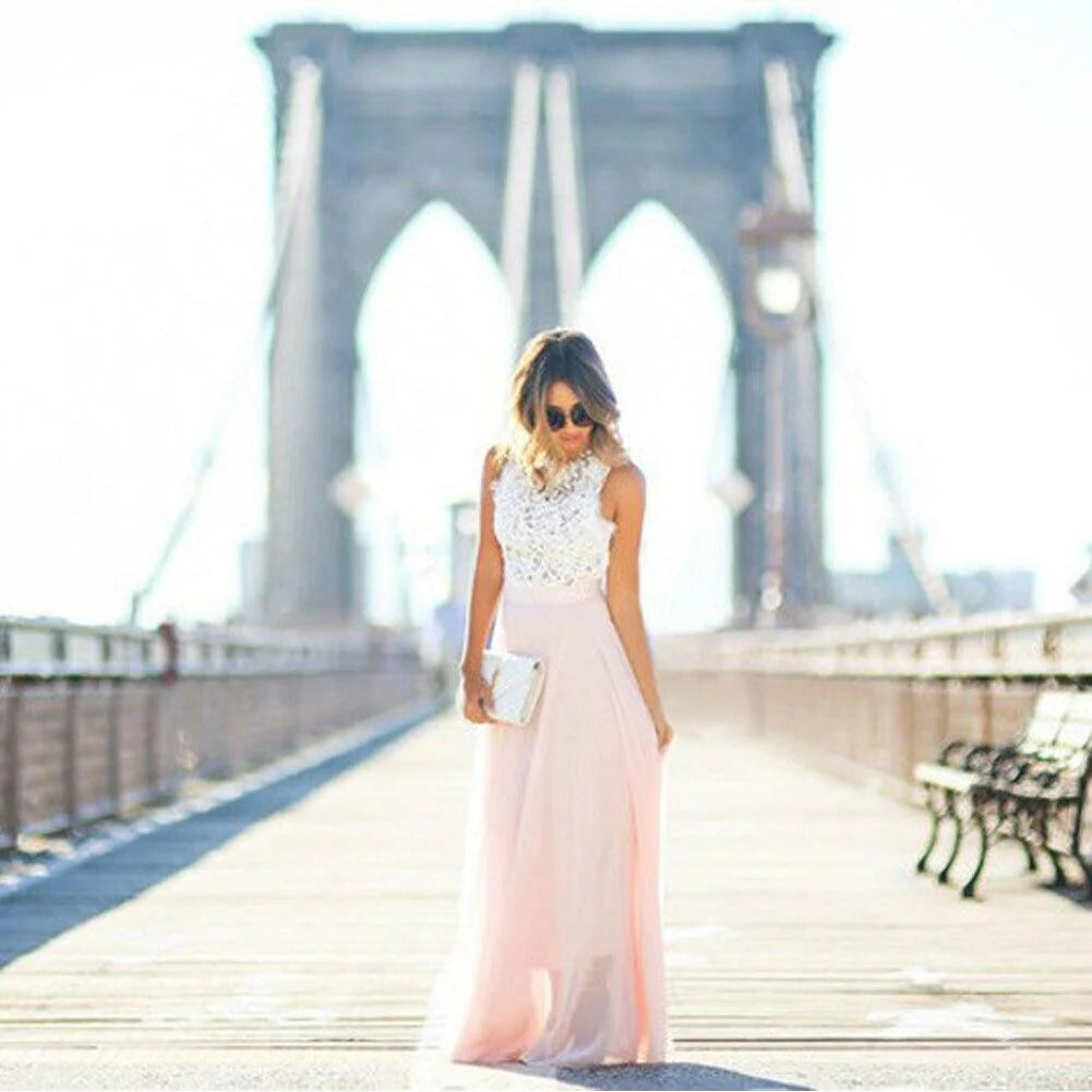 Caitlin | Lace-Bodice Feminine Women Summer Maxi Dress