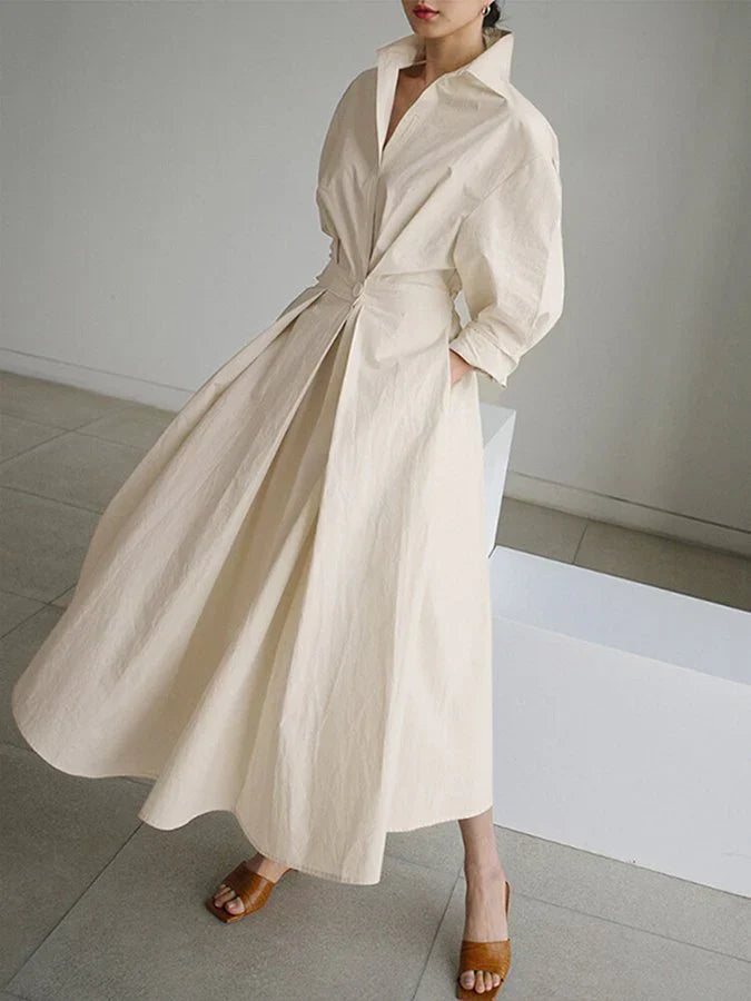 Elise | Pleated Collared Women's Shirt Dress
