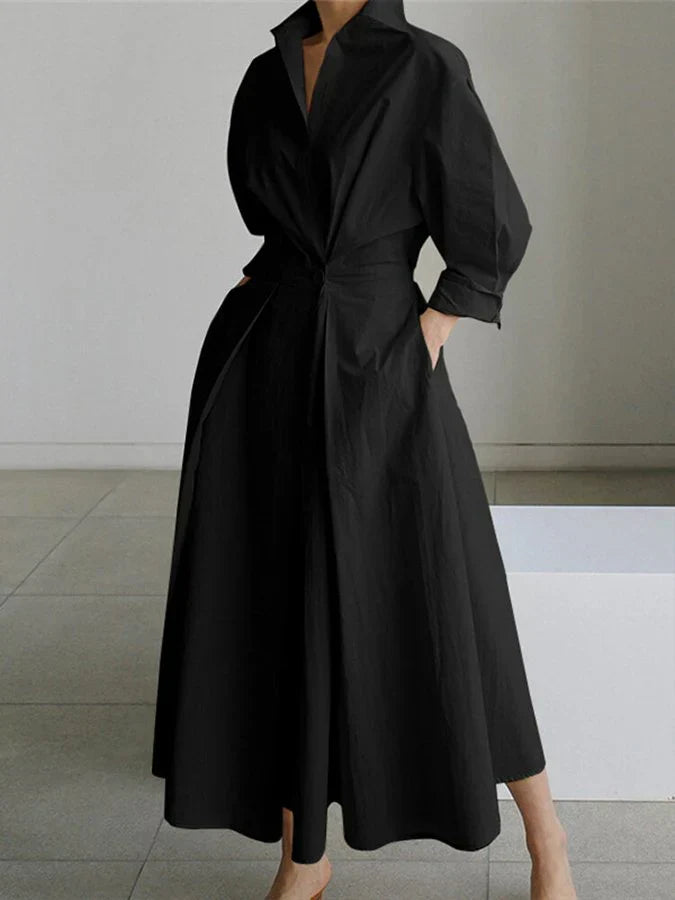 Elise | Pleated Collared Women's Shirt Dress