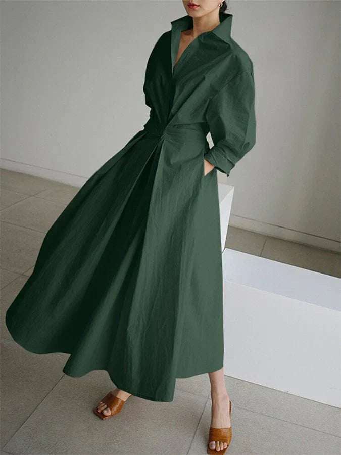 Elise | Pleated Collared Women's Shirt Dress