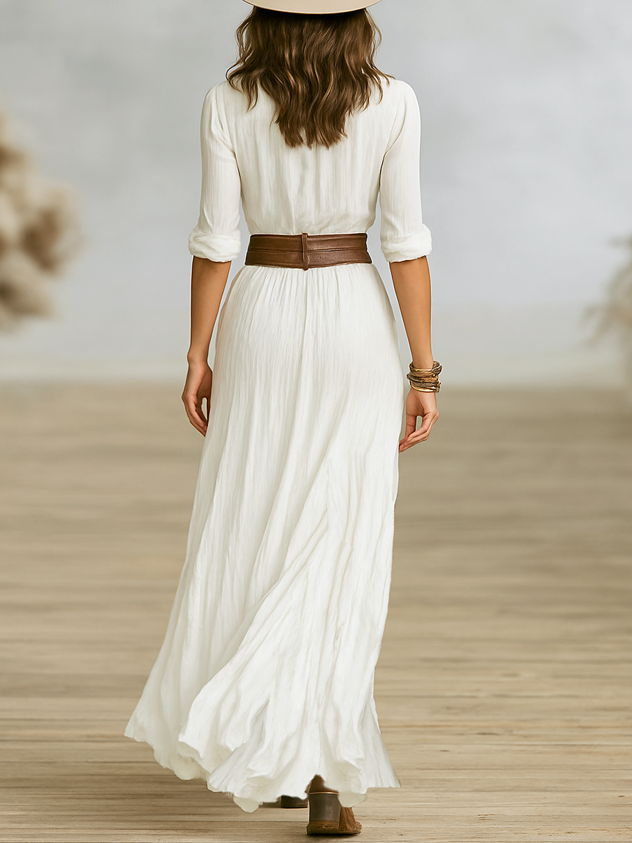 Chelsea | Western Boho Split-Hem Shirt Women Summer Maxi Dress