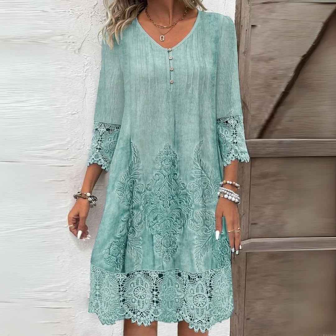 Willa | Vintage Lace-Trim Relaxed Women Summer Midi Dress