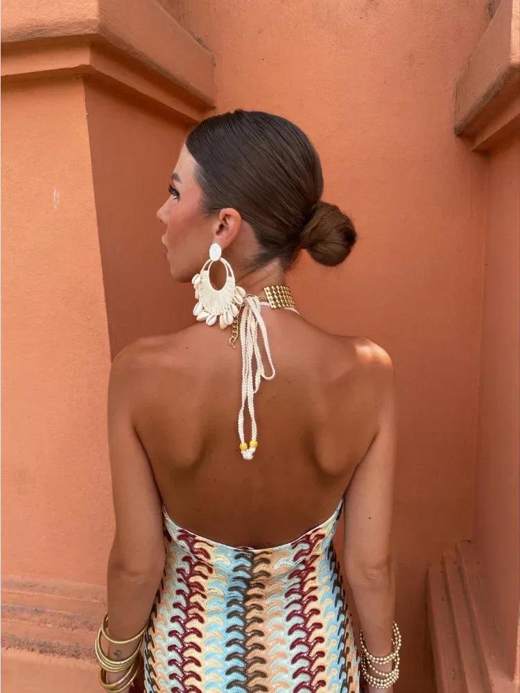 Keira | Halter Sleeveless Multicolour Women Summer Maxi Dress