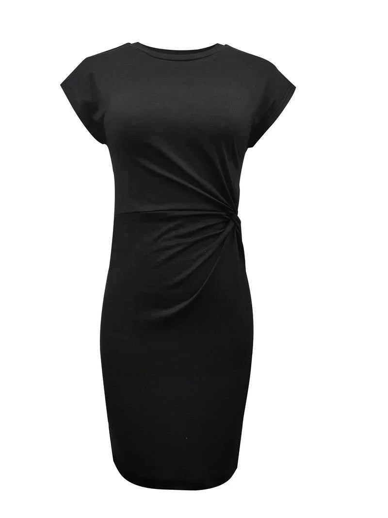 Lana | Twisted-Front Black Women Summer Midi Dress