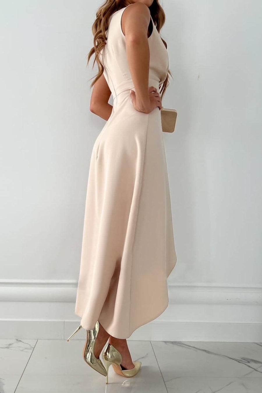 Lana | Wrap Asymmetric-Ruffle Midi Women Cocktail Summer Dress