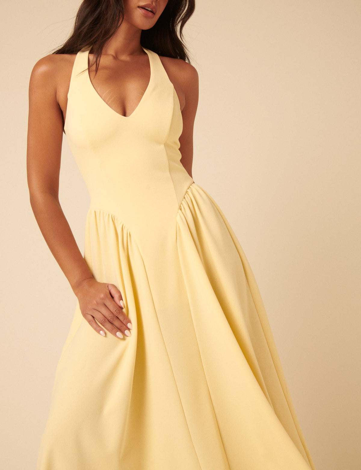 Odette | Halterneck Open-Back Drop-Waist Women Summer Midi Dress