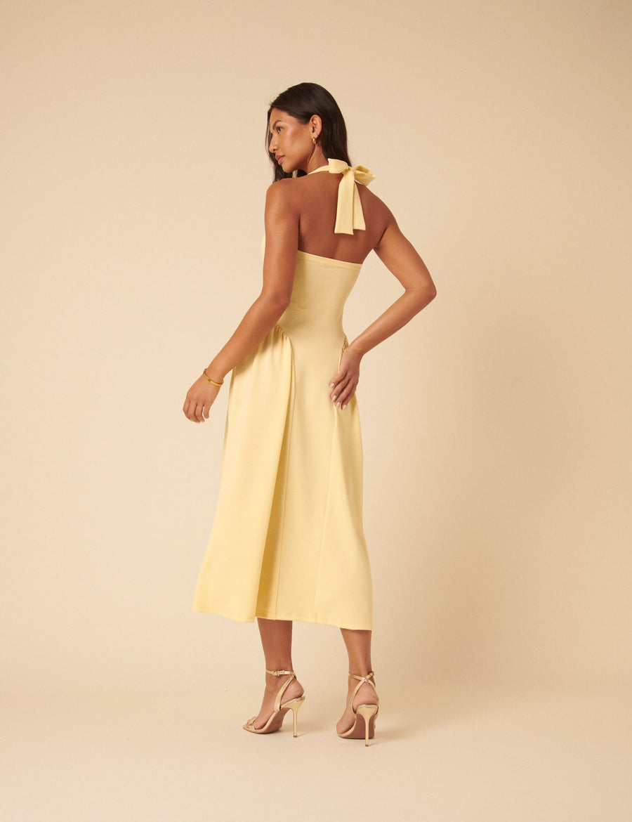 Odette | Halterneck Open-Back Drop-Waist Women Summer Midi Dress