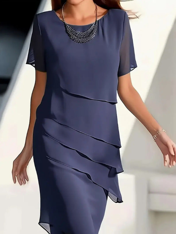 Bettina | Pleated Flowing Chiffon Women Summer Midi Dress