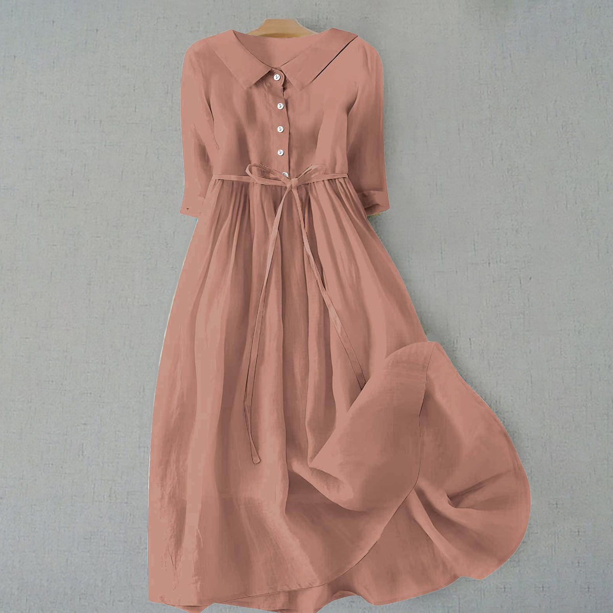 Clarissa | Button-Front Tie-Waist Flowy Women Summer Midi Dress