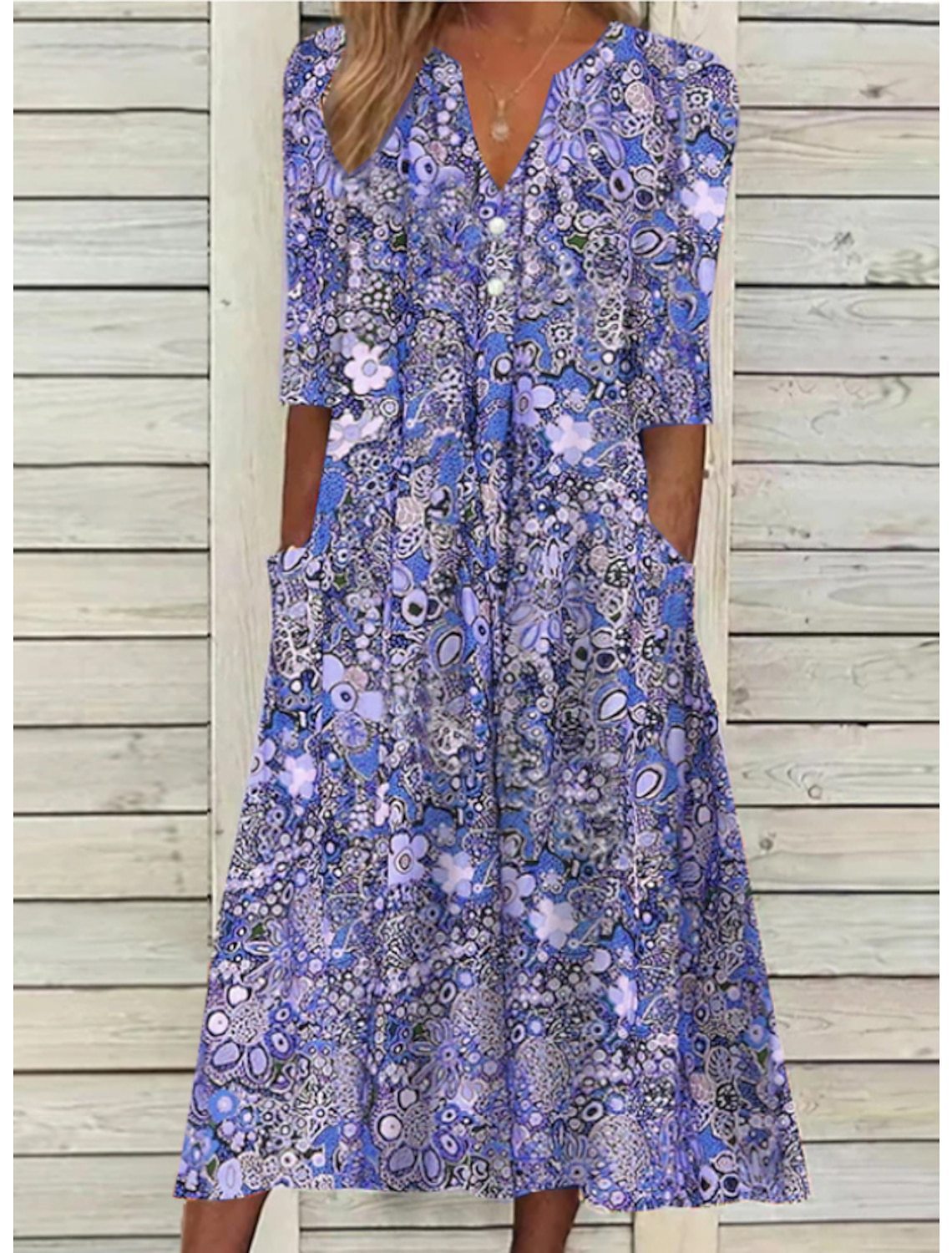 Camille | Vintage Floral Boho Half-Sleeve Women Summer Midi Dress