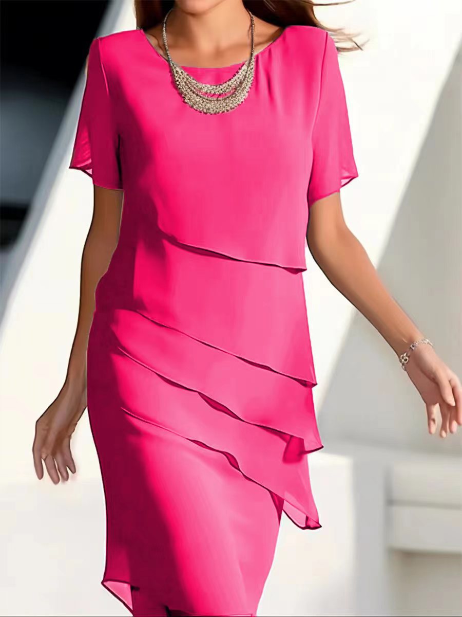 Bettina | Pleated Flowing Chiffon Women Summer Midi Dress