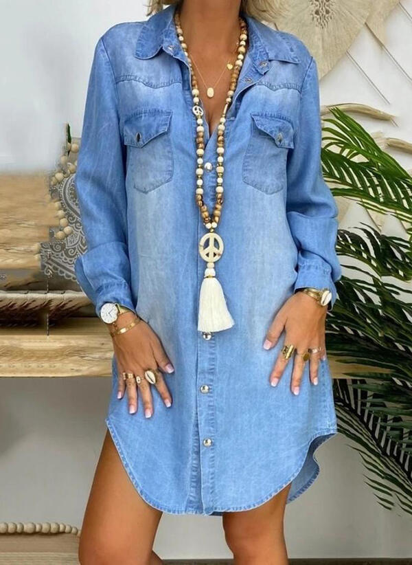 Holly | Oversized Long-Sleeve Women's Denim Shirt Dress