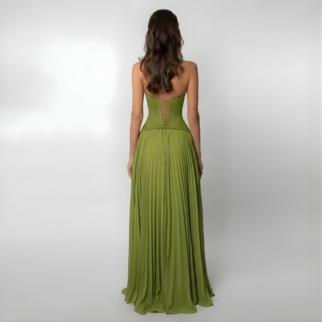 Raquel | Pleated Halter Fitted-Bodice Women Summer Maxi Dress