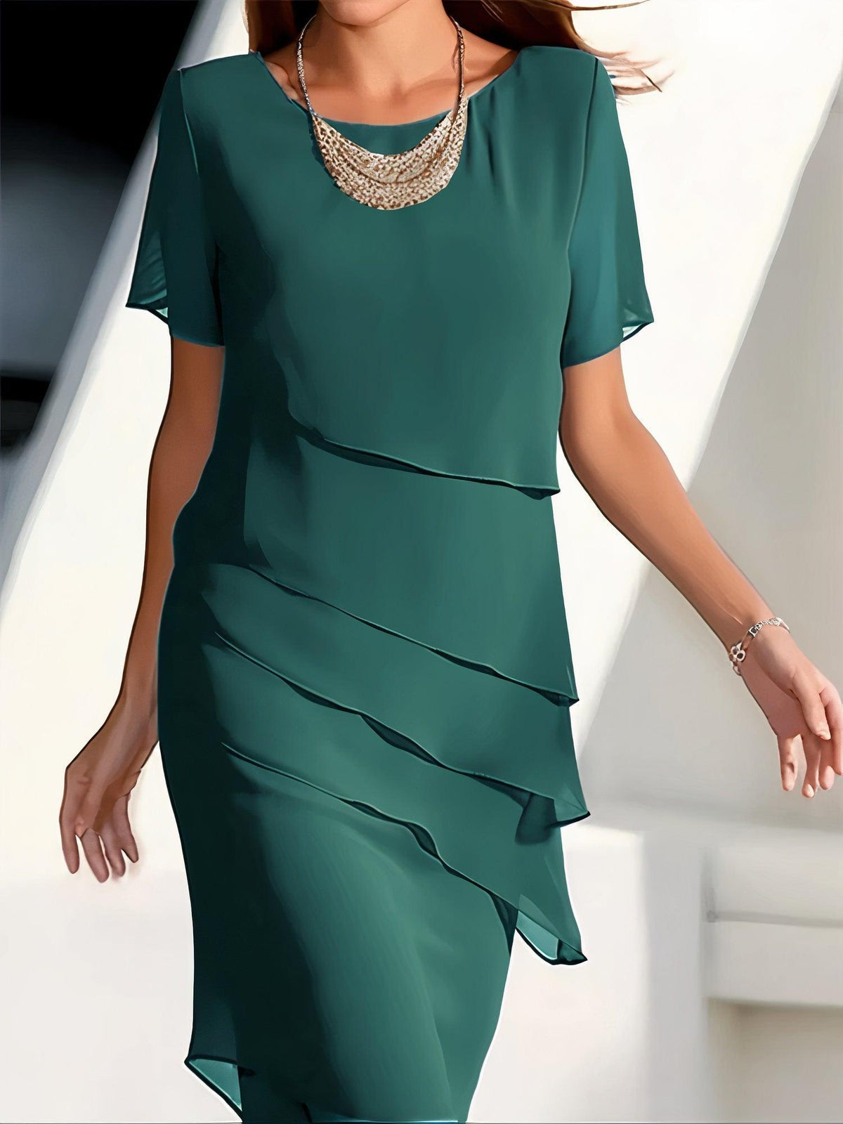 Bettina | Pleated Flowing Chiffon Women Summer Midi Dress