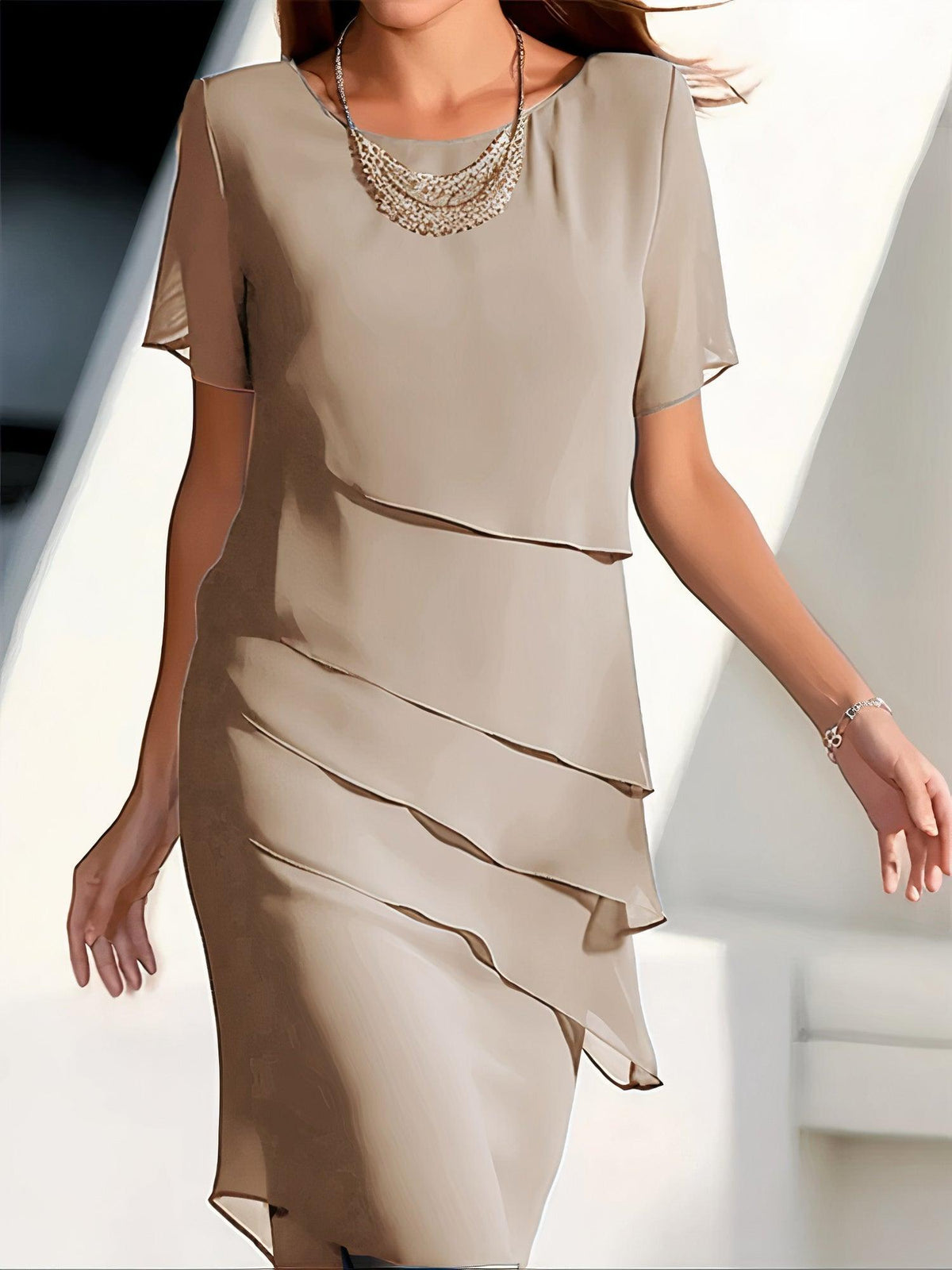 Bettina | Pleated Flowing Chiffon Women Summer Midi Dress