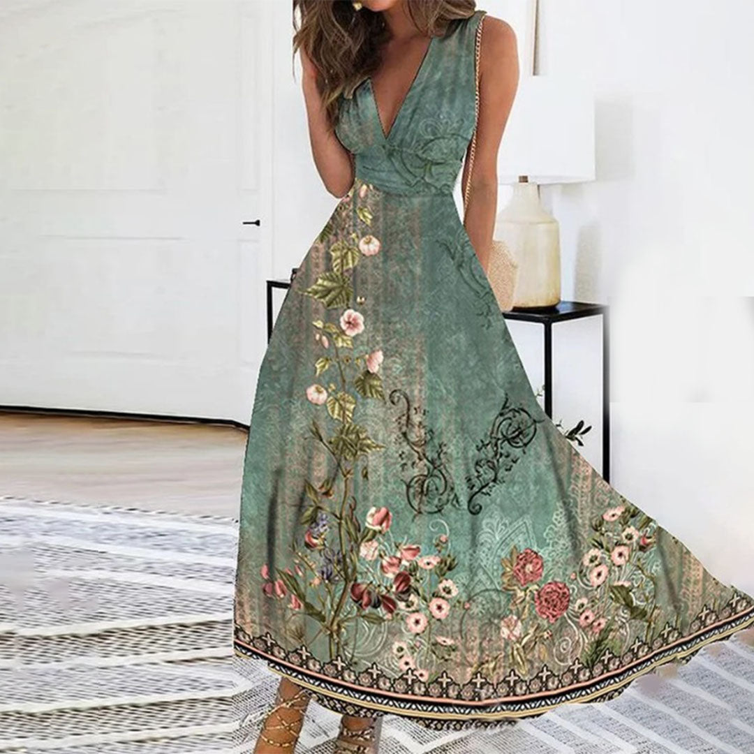 Lucille | Floral Wrap Sleeveless Women Summer Maxi Dress