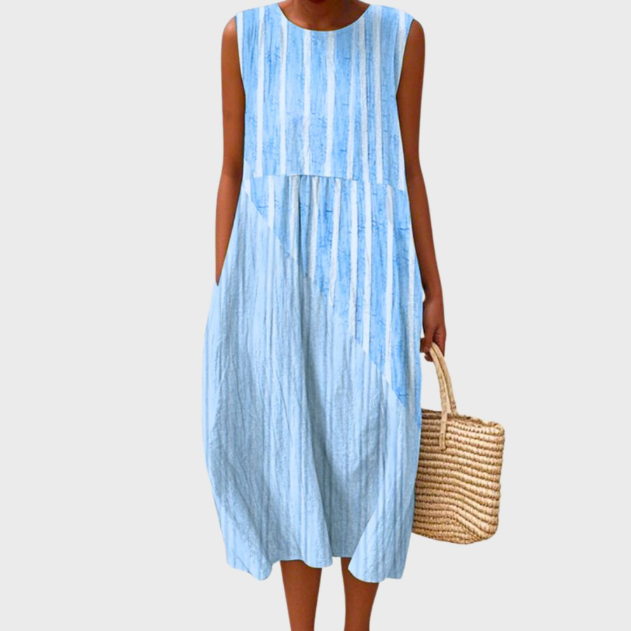 Clara | Sleeveless Patchwork Pocket Women Summer Midi Dress