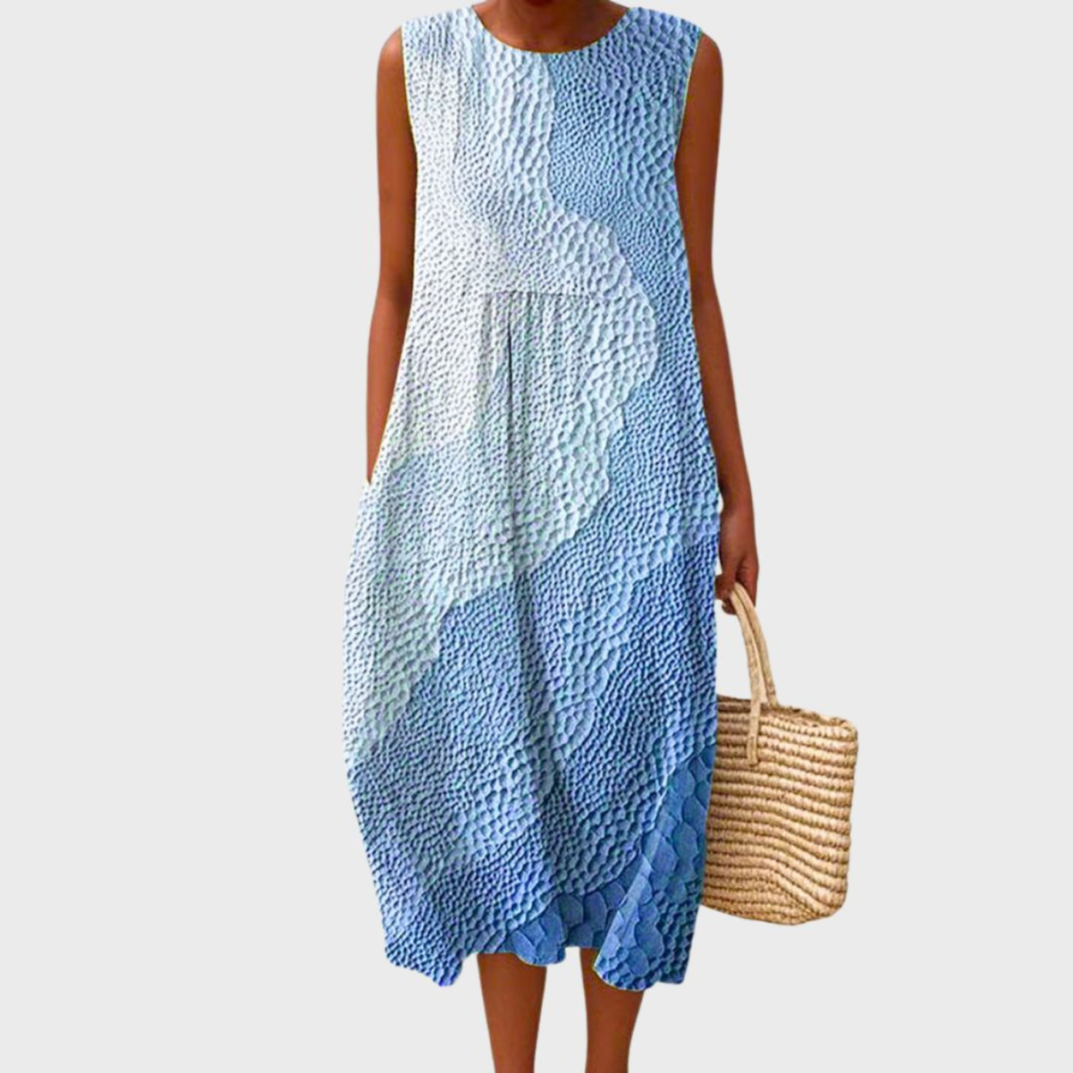 Quinn | Linen Check Layered Women Summer Midi Dress