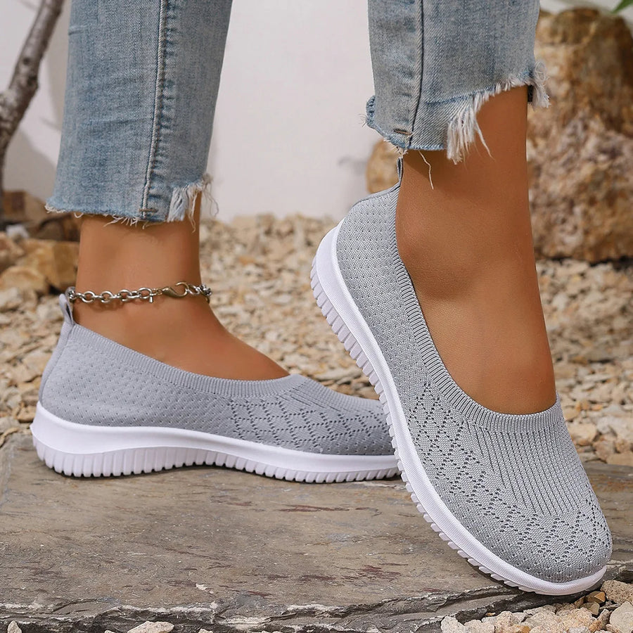 Flora | Knit Slip-On Walking Women Comfortable Sneakers