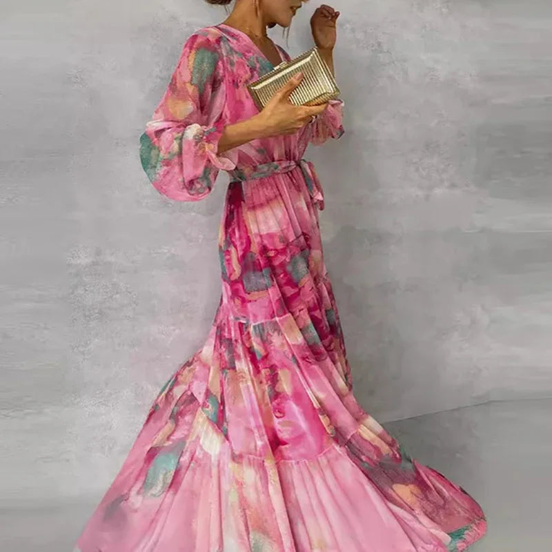 Gemma | Floral Long-Sleeve Wrap Women Summer Maxi Dress