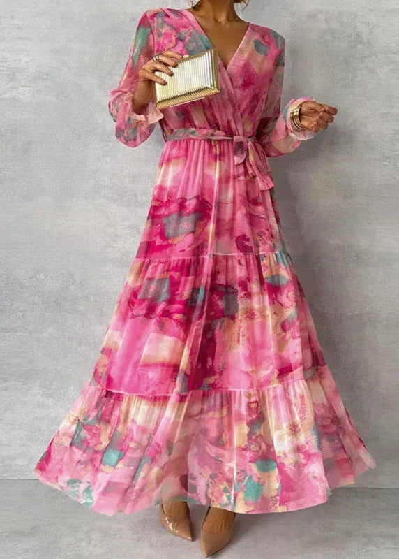 Gemma | Floral Long-Sleeve Wrap Women Summer Maxi Dress