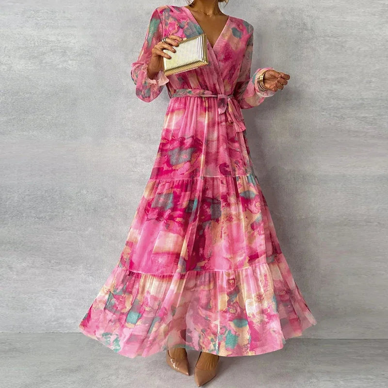 Gemma | Floral Long-Sleeve Wrap Women Summer Maxi Dress