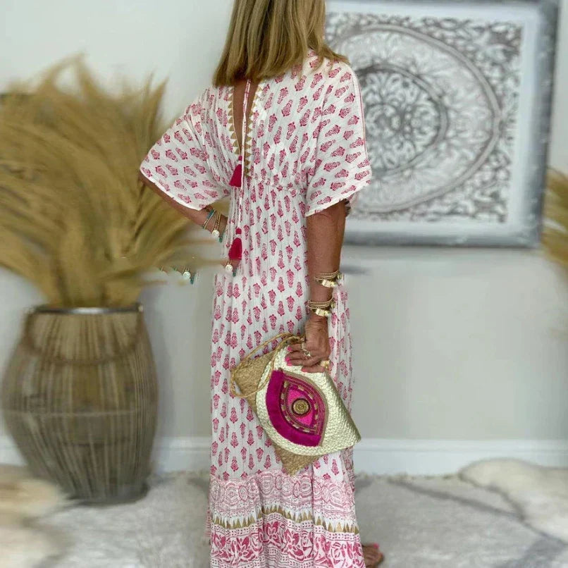 Denise | Vintage-Print Relaxed Lightweight Women Summer Maxi Dress